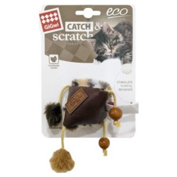  Gigwi Cat Toys Triangle Catch & Scratch Eco line with Slivervine Leaves and Leatherette 