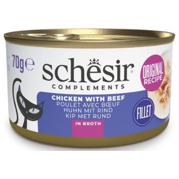  Schesir Complements Cat Wet Food in Broth- Chicken with Beef 70g 