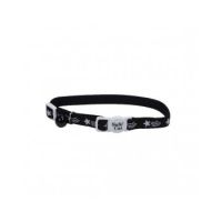 Coastal 3/8" Safe Cat Reflective Snag Proof. Nylon Adj.Break Away Collar Star Black
