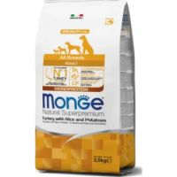 Monge Natural Superpremium All Breeds Adult Monoprotein Turkey with Rice and Potatoes 2..5KG