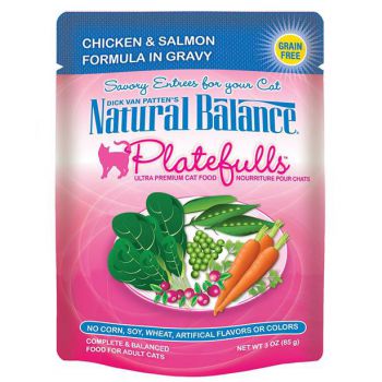  Natural Balance Platefulls Chicken & Salmon Formula in Gravy Cat Pouch x ( 12 PCS ) 