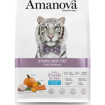  Amanova Dry Sterilised Cat Delicacy White Fish - 1.5kg 