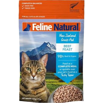  Feline Natural Grain-Free Freeze-Dried Cat Food, Beef 11oz 