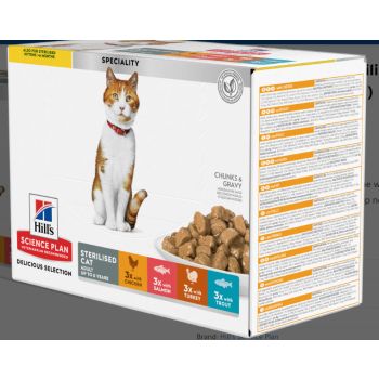  Hill’s Science Plan Sterilised Cat Adult Cat Food Multipack (12x85g) 
