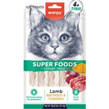  WANPY Superfoods Creamy Treat For Cat Lamb With Beetroot & Turmeric 70g 