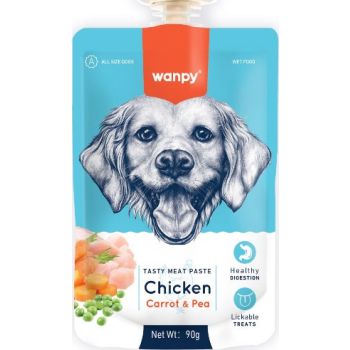  Wanpy Tasty Meat Paste Chicken with Carrot & Pea for Dogs 90g 