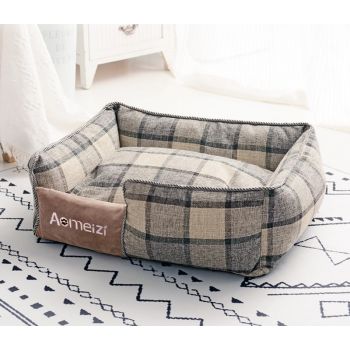  Check Pattern Dog And Cat Washable Indoor Bed-65x55cm 