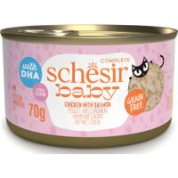 Schesir Baby Chicken with Salmon in broth 70g tins