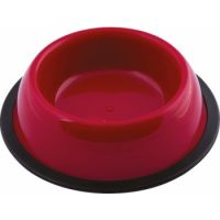 Georplast Silver Antislip Plastic Pet Bowl XL Red  26x6cm