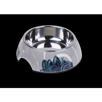 Pawsitiv Round Decal Bowl Blue Leaf Small 