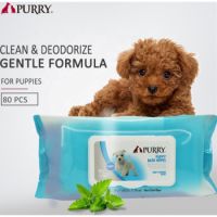 Purry Puppy Bath Wipes With Baby Powder Scent- 8″x7″ -80 pcs
