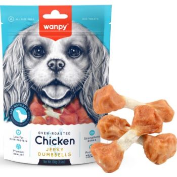  Wanpy Dog Treats  Chicken Jerky Dumbbells 100g 