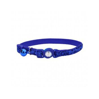  Coastal 3/8" Safe Cat Jewel Buckle Glitter Overlay Collar Blue 