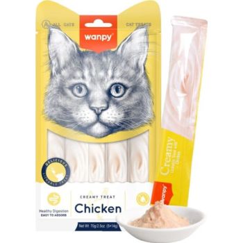  Wanpy Creamy Lickable Cat Treats – Chicken (14gx5) 