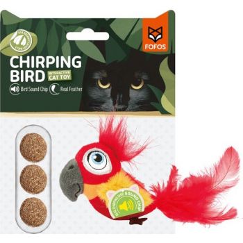  FOFOS Sound Chip Parrot With Catnip Balls Cat Toys 