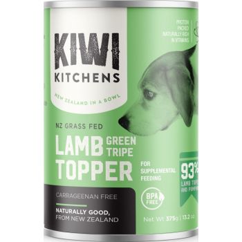  Kiwi Kitchens Grass Fed Lamb Green Tripe Topper for Supplemental Feeding Canned Wet Dog Food  375g 