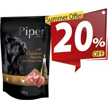  PIPER Dog Food Chicken Hearts with Brown Rice Sachet 500g 
