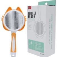 Saas Pet Slicker Self cleaning Brush Orange
