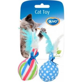  Duvo Cat Toys Assortment Balls With Feather Mixed Colors 14 X 8 X 4cm 