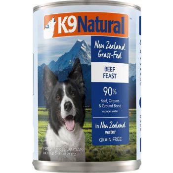  K9 Natural Dog Wet Food Beef Feast Grain Free Pate 370g 