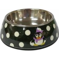 Nutrapet Applique Melamine Round Bowl BLack & White Polka L:22 * 7.5 Cms 700/23.6 Ml/Oz