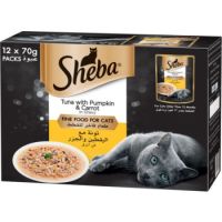 Sheba Fine Wet Cat Food Pouch Tuna with Pumpkin & Carrot in Gravy 12X70G