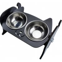 Okutan Double Cat Bowl Black
