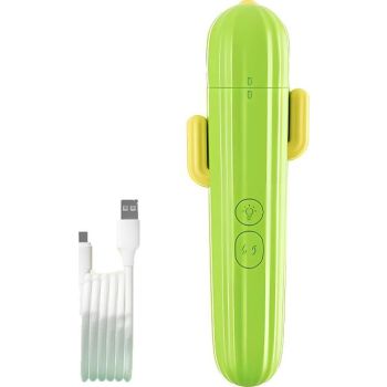  Green Cactus Shaped Rechargeable Pet Nail Grinder, Comfortable Claw Care & Safety for Dogs & Cats 