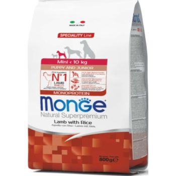  Monge Natural Superpremium Mini Puppy and Junior Monoprotein Lamb with Rice 800GR 