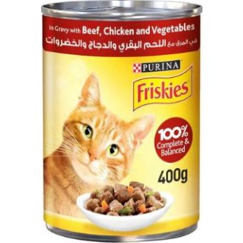  Purina Friskies Beef Chicken And Vegetables In Gravy Cat Wet  Food 400g 