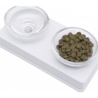 GLASS CAT BOWL - WHITE
