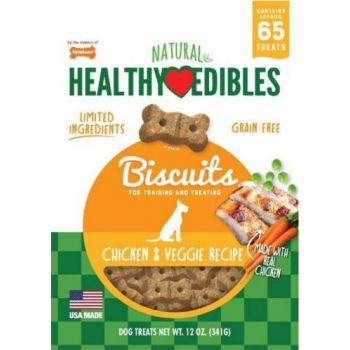  Healthy Edible Grain Free Biscuit Chicken, Peas & Carrots Flavor 12 Oz 