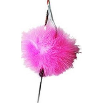  INTERACTIVE CAT TOYS TEASER- PINK FUR BALL WITH BELL - SMALL 
