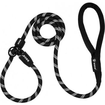  DOCO® Reflective Rope Leash W/ Soft Handle Ver.7 - Slip On Collar Leash 6ft Black Small 