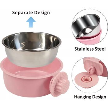  Saas Pet Hanging Feeder With Steel Bowl Large 1177L Assorted Color 