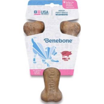  Benebone Puppy Wishbone Dog Chew Toy – Bacon Medium 