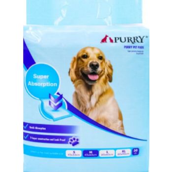  Purry Pet Training Pads Quick Absorbent , Leak Proof and 5 Layer With Floor Sticker – 60*45 cm – 30Pcs 