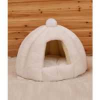 PETS CLUB HOODED PET HOUSE ROUND WITH SOFT COTTON BEDS – 48*40 CM – MEDIUM – WHITE