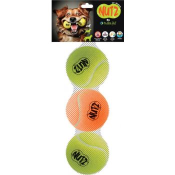  NutraPet Nutz Tennis Balls 2 Non Squeaker & 1 Squeaker - Medium 2.5in 