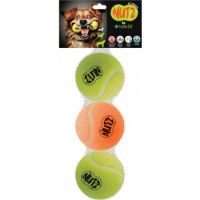 NutraPet Nutz Tennis Balls 2 Non Squeaker & 1 Squeaker - Medium 2.5in