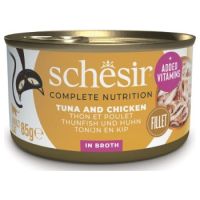 Schesir Complete & Balanced Nutrition Wet Cat Food in Broth Can- Tuna With Chicken 85g