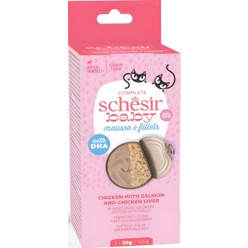  Schesir Babycat Canned Kitten with Salmon and Chicken Liver 3x55gr 