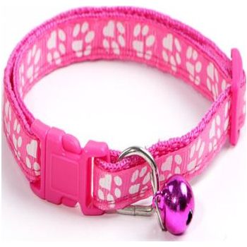  PETS CLUB ADJUSTABLE CAT COLLAR WITH BELL- LIGHT PINK PAW 