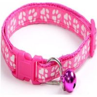 PETS CLUB ADJUSTABLE CAT COLLAR WITH BELL- LIGHT PINK PAW