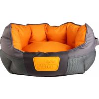 Gigwi Place Soft Bed Gray & Orange Medium 65L x 40W x 26H
