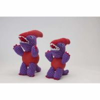 Pawsitiv Dog Toys Purple Dino with Rubber Ball Small (090)