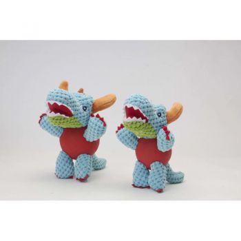 Pawsitiv  Dog Toys Blue Dino with Rubber Ball Small (135) 