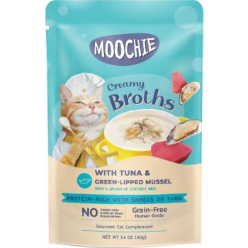  MOOCHIE KITTEN CREAMY BROTH WITH TUNA & GREEN-LIPPED MUSSEL 40g Pouch 