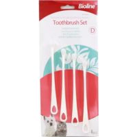 Bioline Toothbrush Set For Cats & Puppy 4 Pcs[Count - 4, Length - 15.5cm]