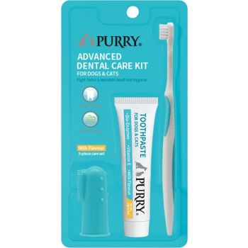  Purry Advanced Dental Care Kit For Dogs And Cats Milk Flavor - 3 Piece Set 